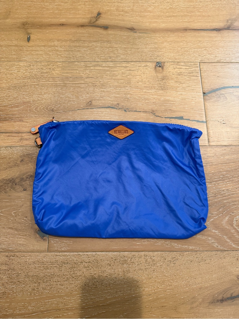 MZ Wallace Royal Blue Nylon Toiletry Pouch with Leather Trim